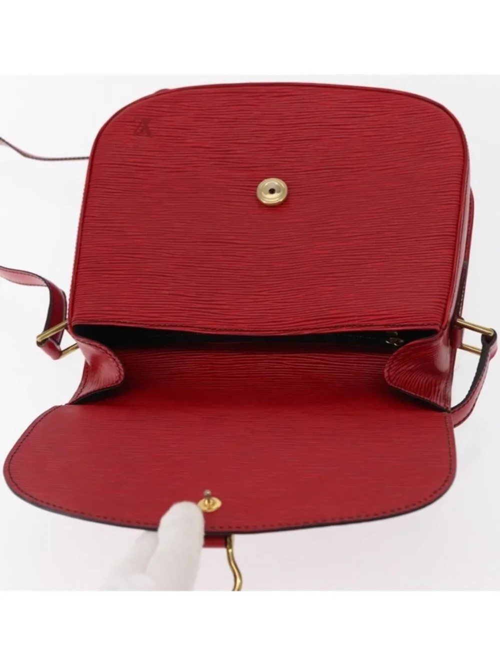 Authentic LOUIS VUITTON Epi Saint Cloud GM Shoulder Bag Red M52197 LV
